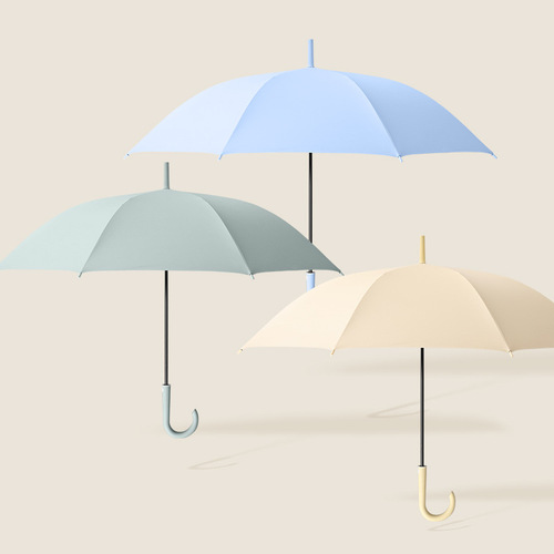 8-bone automatic long-handled umbrella for women, vinyl sunshade, sun protection, sunny or rainy, straight pole, wind-resistant reinforced large umbrella