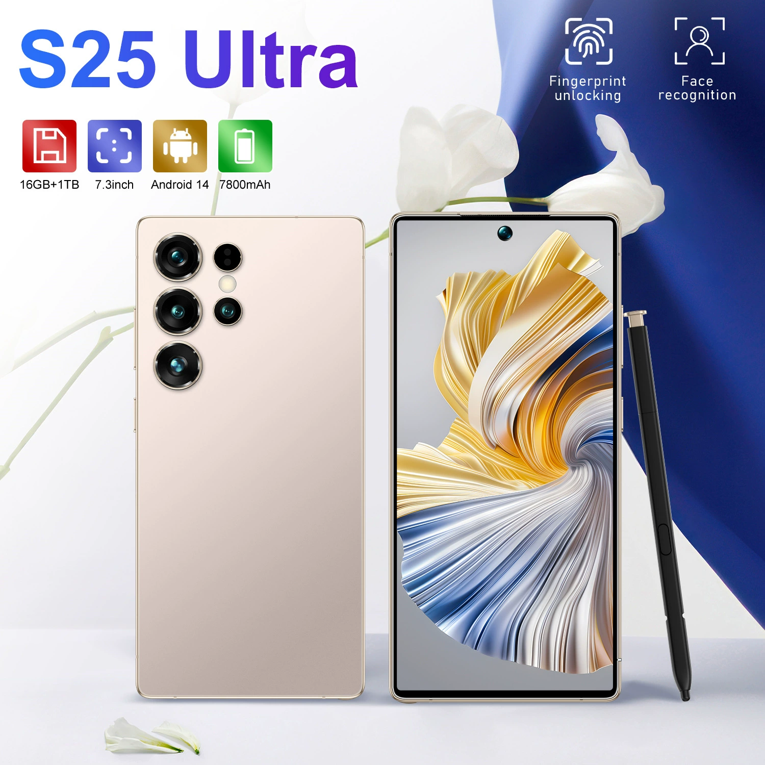 Мобильный телефон S25, 7,3 дюйма, Android 12, 4G