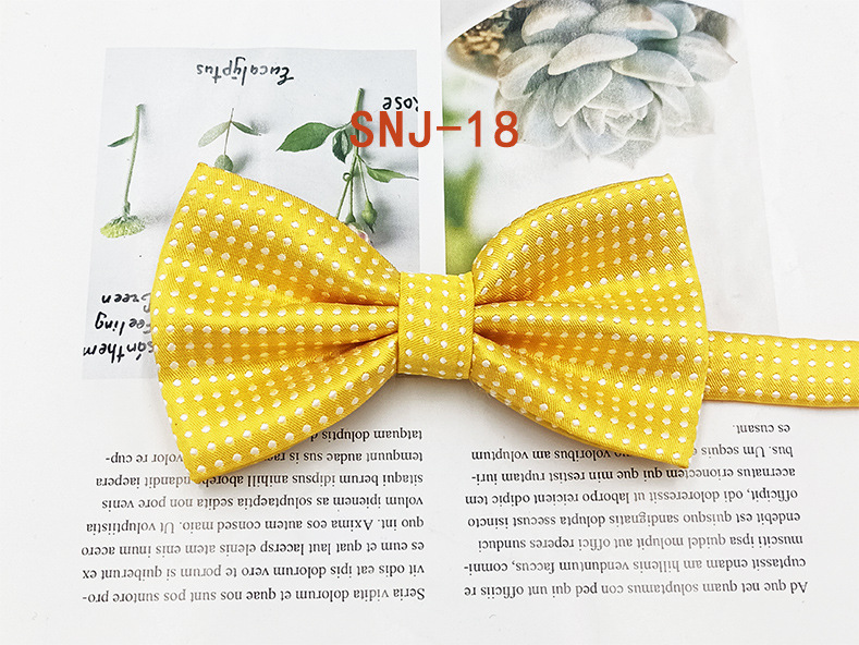 Nuevo fabricante en stock profesional ropa formal Caballero pajarita poliéster seda Dot Double Fold hombres pajarita novio padrino