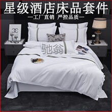 6Iv星级酒店四件套宾馆民宿床上用品加厚床单被套枕套三件套系带