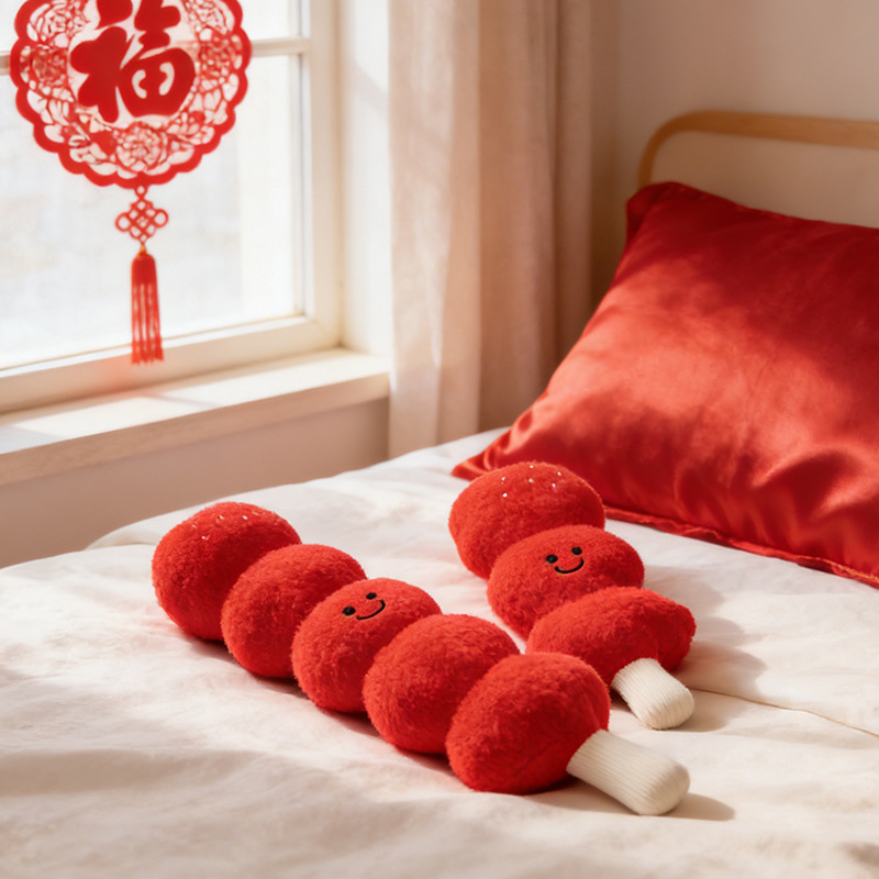 Chinese-style candied hawthorn plush pillow, home decor toy, living room sofa cushion, Children's Day gift wholesale