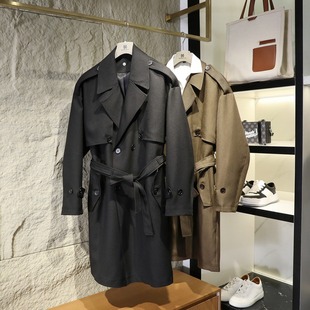 Italian Old Money Style! Chelsea Style! Spring Men's Elegant Silhouette Double-Breasted Mid-Length Windbreaker Jacket