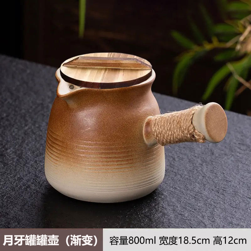 [Con tapa] Té con leche a la parrilla, latas, teteras, té hervido en la estufa, se puede secar a fuego claro, olla lateral de cerámica gruesa, juego de tazas de té