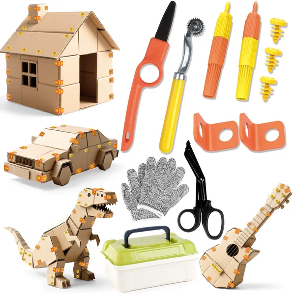 Factory Children's Educational Toys Cardboard Building Screw Set 148Pcs Nut Disassembly Storage Box Handmade