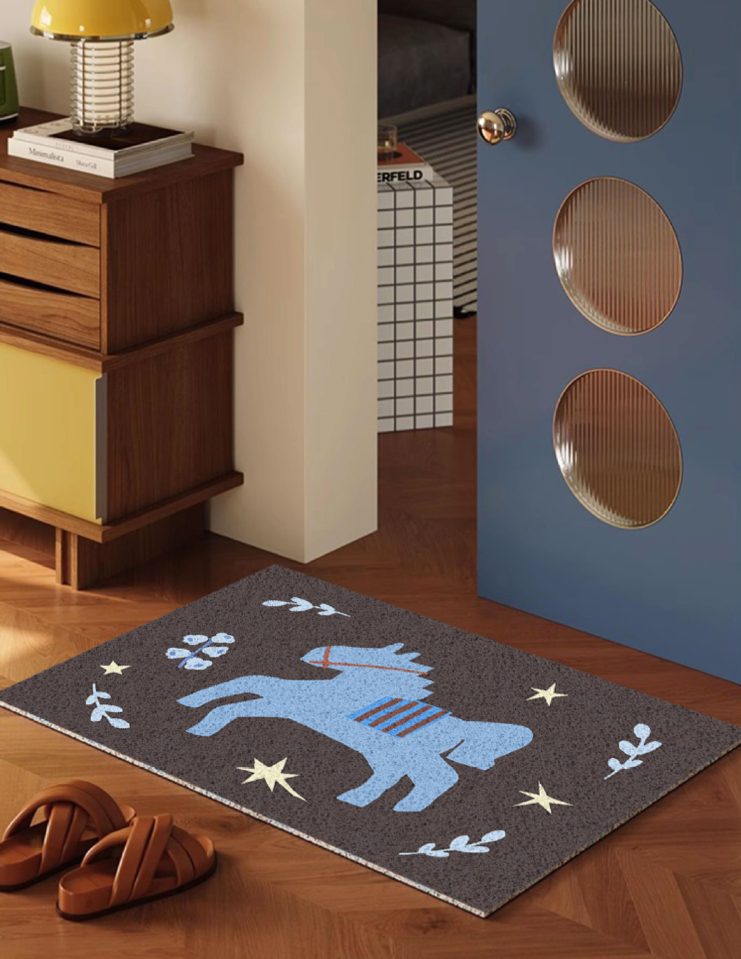 Dropshipping Service: Little Pony Entrance Door Mat, Made of Silk Loop Material, Non-Slip and Dirt-Resistant, Suitable for Bathroom Sink, Can Be Cut to Size