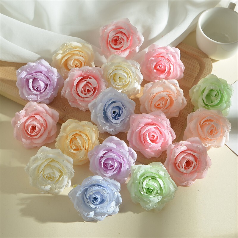5.5cm Simulation Dew Drops Simulation Flower Rose DIY Wrist Flower Rose Head Fake Flower Gift Box