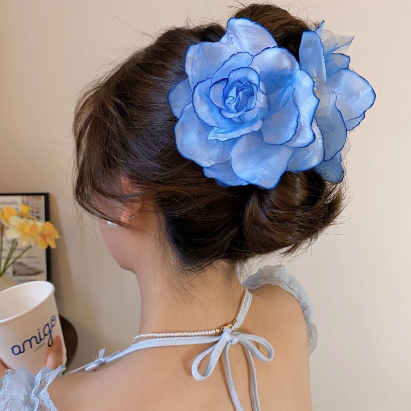 4504 Blue-Mesh Flower Clip