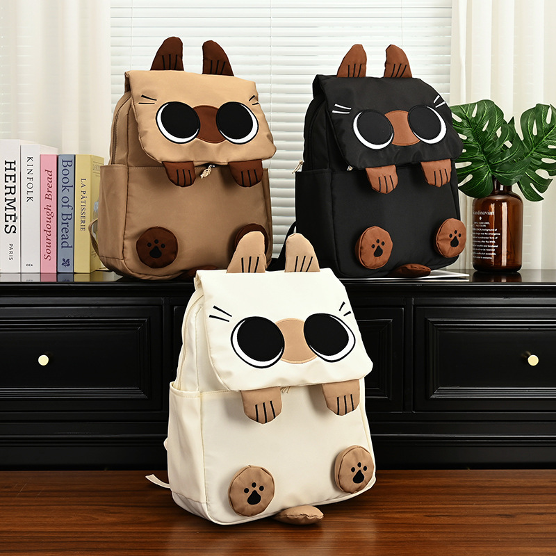 New Korean-style lightweight large-capacity backpack for elementary school students aged three to six, cute cat backpack