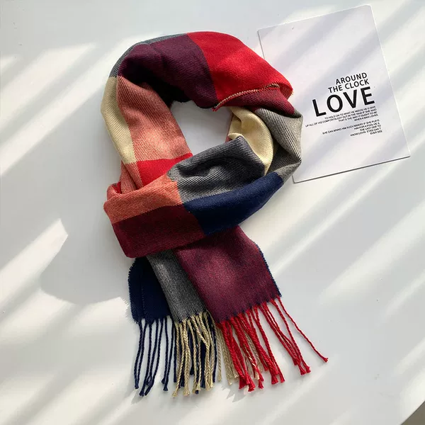 Children scarf red and blue plaid