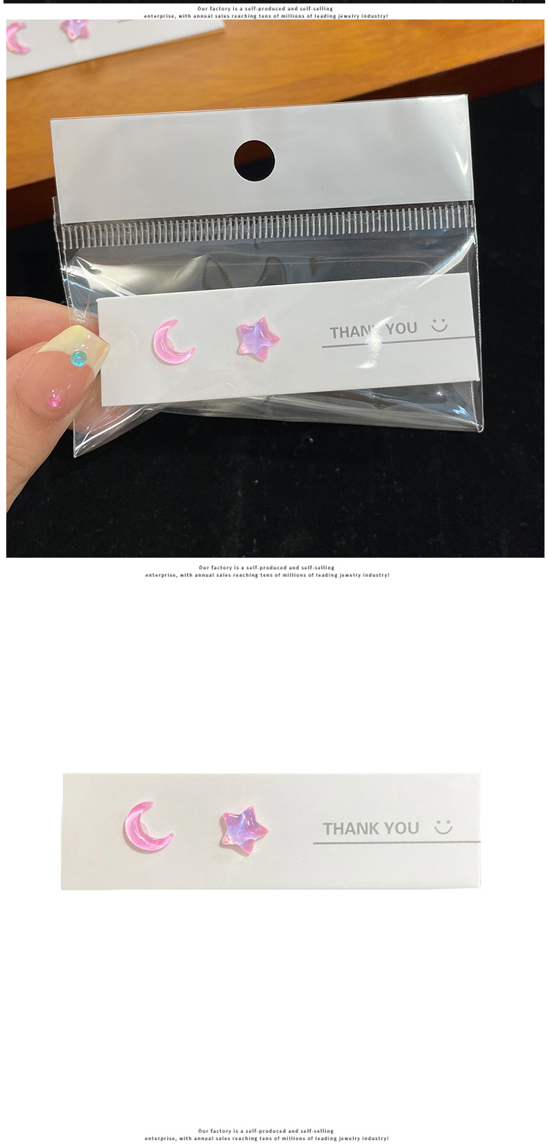 Star, Moon Pattern Women'S Gender Epoxy Design Sweet Star Moon Epoxy Mocha Ear Studs