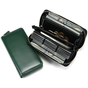 Amazon Lotte New Cowhide Women's Long Wallet Multifunctional Coin Storage Handheld Zipper Organ Bag