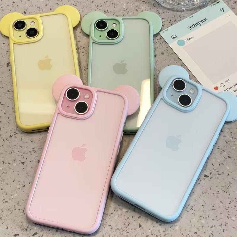 米奇耳朵适用iPhone16promax手机壳苹果15pro可爱14马卡龙13透明|undefined