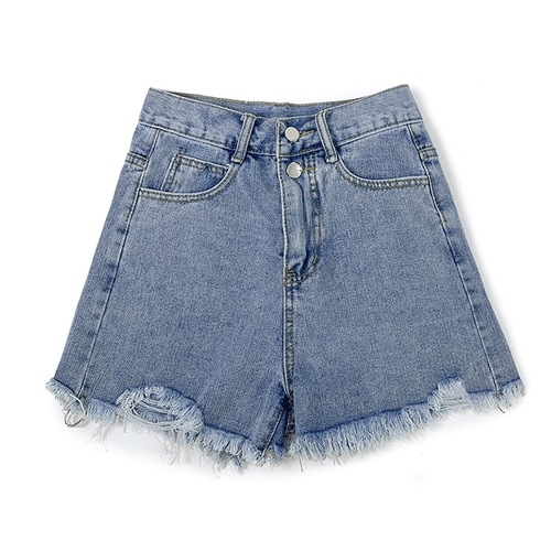 Wide-leg hot pants for women: high-waisted, distressed, slimming, loose-fit, versatile, light-colored, raw-edge denim shorts—perfect for summer!
