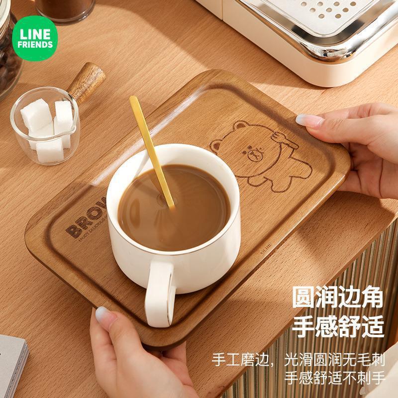 LINE FRIENDS漫画木製ディナープレート子供ランチクリエイティブ断熱トレイパーマ防止洋食プレート家庭用|undefined