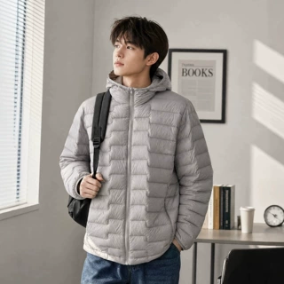 轻薄羽绒服男士2026年秋冬短款保暖休闲连帽鸭绒保暖外套