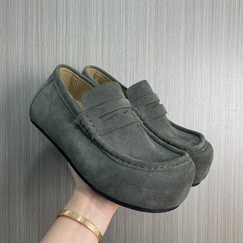 Aumentar la altura de los zapatos de base gruesa, Old Money Wind, retro cuero de veludo, zapatos casuales Muller para hombres, zapatos de viaje para hombres, zapatos Lefour para hombres.