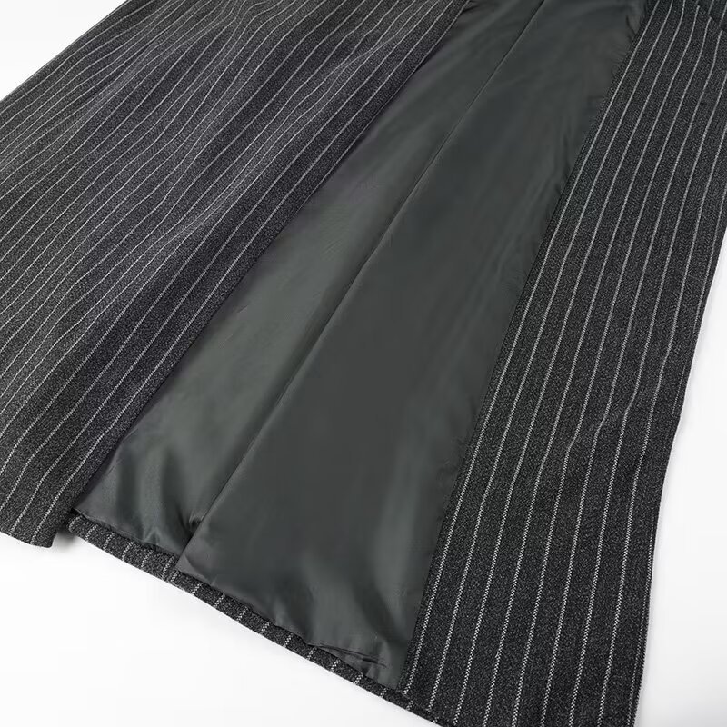 Damenbekleidung 2024 Herbst und Winter neue Mode gestrickter gestreifter langer Wollmantel_voghion.com