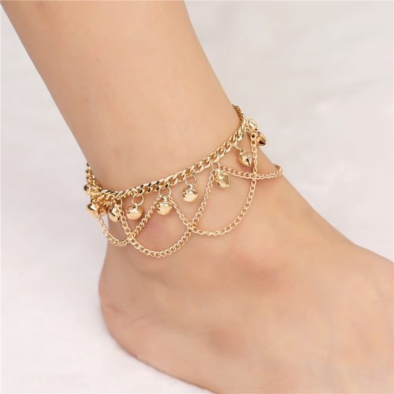 European and American Cross-border Foot Distinctive Fashion Bell Foot Bohemian Wave Tassel Bell Women's Foot