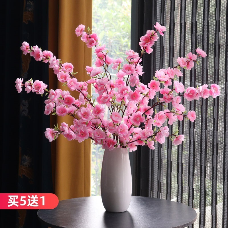 Flor y árbol techo de boda flor seca sala de estar decoración red flor de cerezo flor de ciruelo decoración de interiores rama de flor melocotón rojo flor de durazno falso