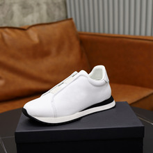 欧美潮流休闲一脚蹬系带男鞋真皮新款懒人鞋头层牛皮男士运动休闲