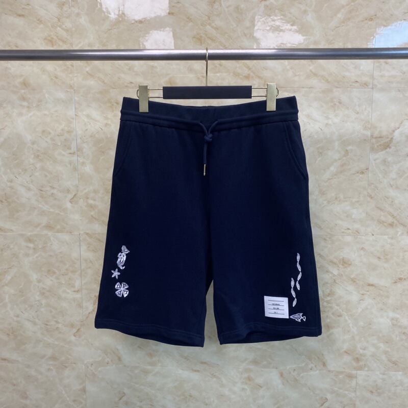 Tb Factory Direct Sales New Summer Marine Series Animal Embroidered Navy Blue Shorts, Unisex and Versatile