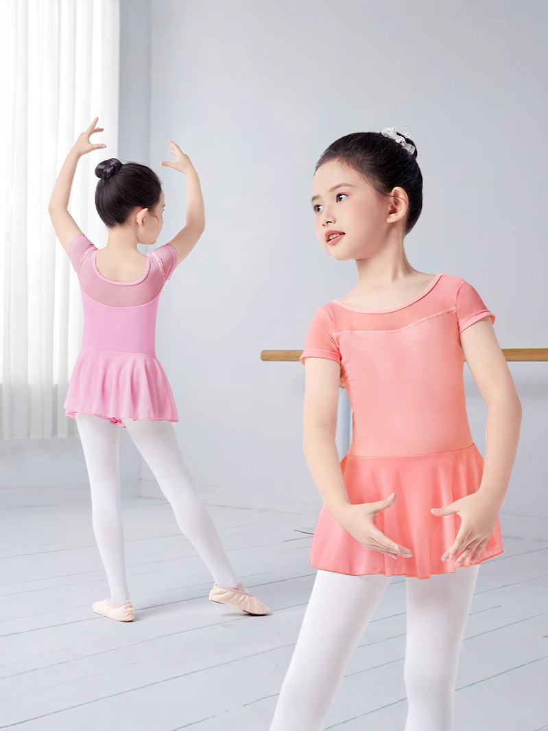 Ropa de baile para niños con entrepierna abierta, vestido de ballet para niñas, ropa de práctica de verano de manga corta para niños pequeños, danza china para niñas