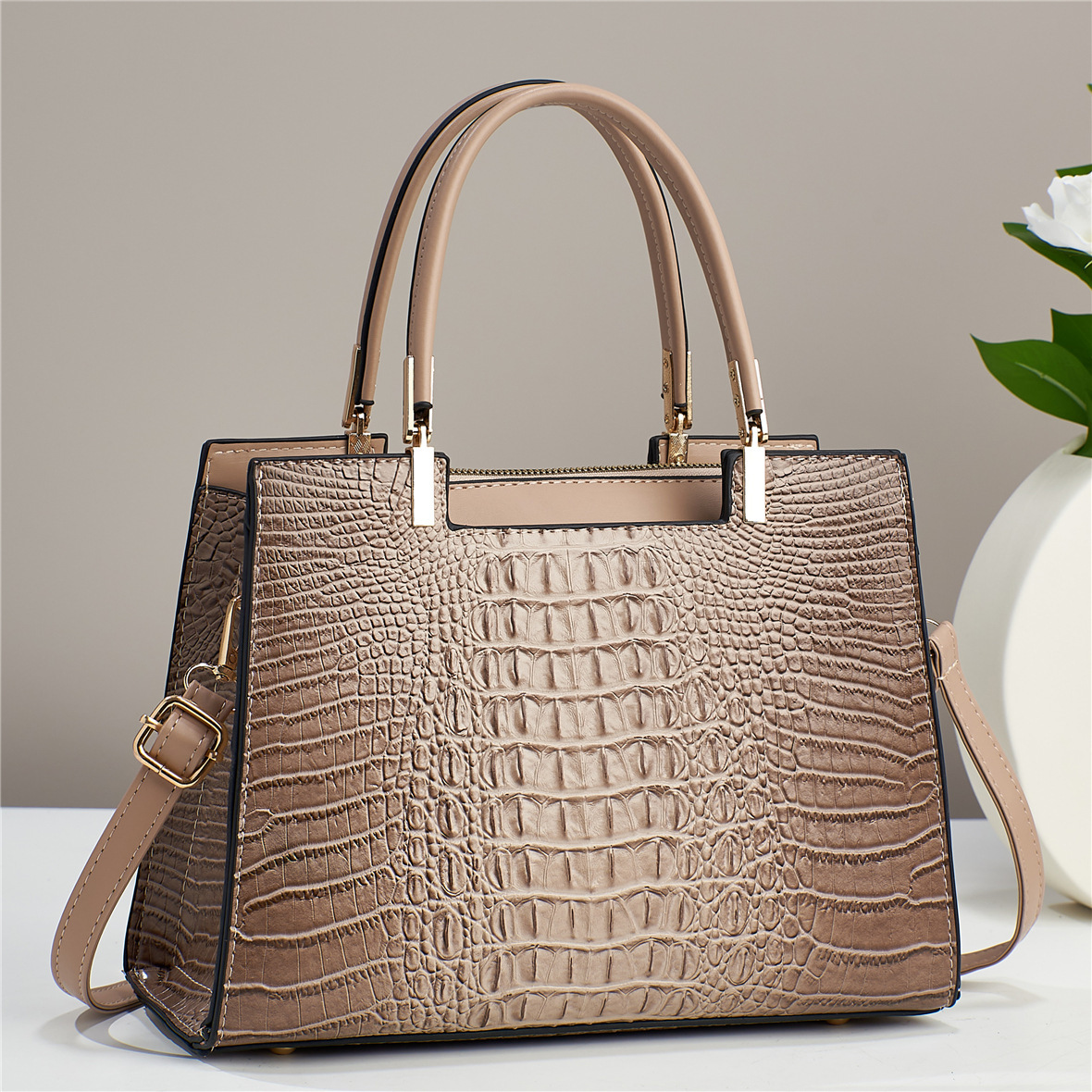 [Bolso de mujer Qishi] 2023 nueva moda cocodrilo patrón bolso de gran capacidad versátil elegante bolso de hombro de mujer