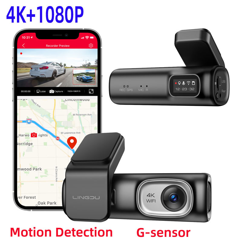 Lingdu LINGDU D600 Dash Cam Front and Rear Dual Lens 4K (Driving recorder) - standard-host-with-bracket-car-charger-rear-camera-manual-dual-lens