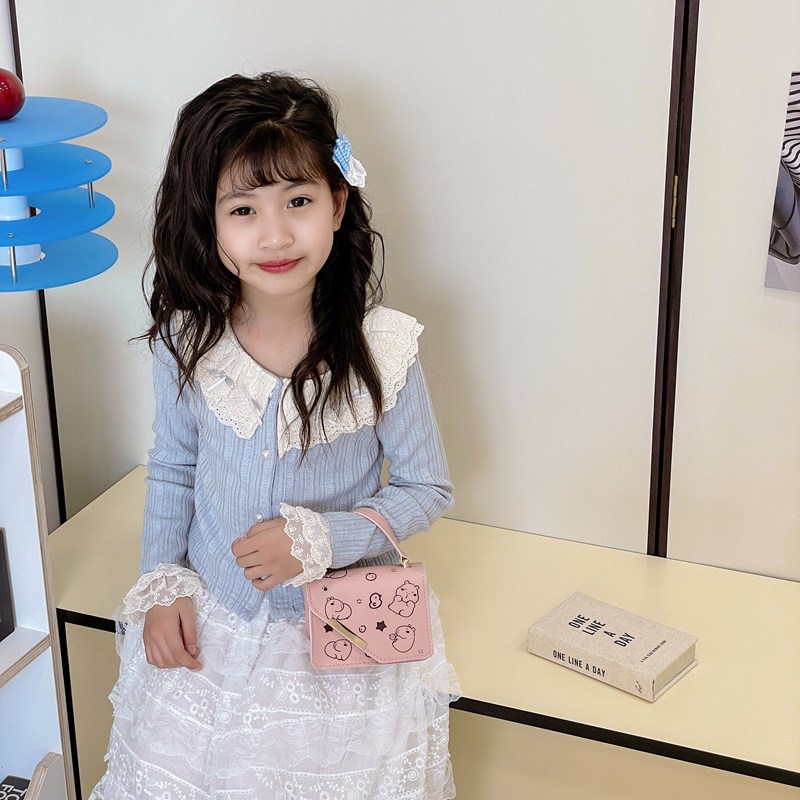Bolso de hombro para niños y niñas de estilo coreano, bolso de bebé con estampado de estilo occidental lindo de dibujos animados, nuevo mini bolso de cadena para niños