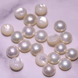 水马贝珍珠裸珠 强光白透粉星空蓝 圆形爱心形荷包蛋马贝