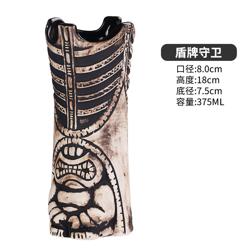 Taza de cóctel hawaiana taza de cerámica creativa taza de tic-tac - toe taza de cara de totem taza de macaco taza zombie taza de papagaio taza