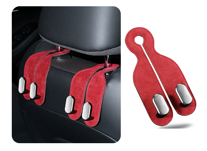 Car Seat Back Phone Holder Storage Dual Hook Alcantara Interior