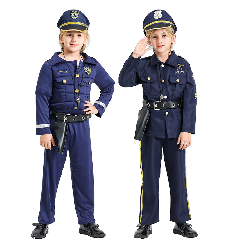 跨境万圣节cosplay儿童警察服cos服装化妆派对演出表演服套装走秀