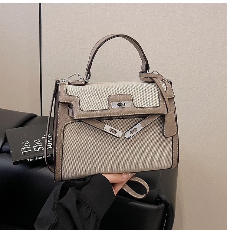 Bolsos para mujer 2025 nuevo estilo transfronterizo costura de color en contraste bolso Kelly de mano moda de alta gama bolso de mensajero de un solo hombro