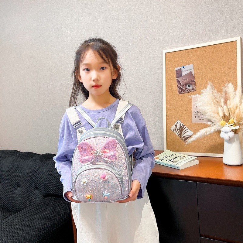 幼稚園子供のバックパックかわいい赤ちゃん PU スパンコールバックパック外出遊びリトルプリンセススナックバッグ小さなスクールバッグ|undefined