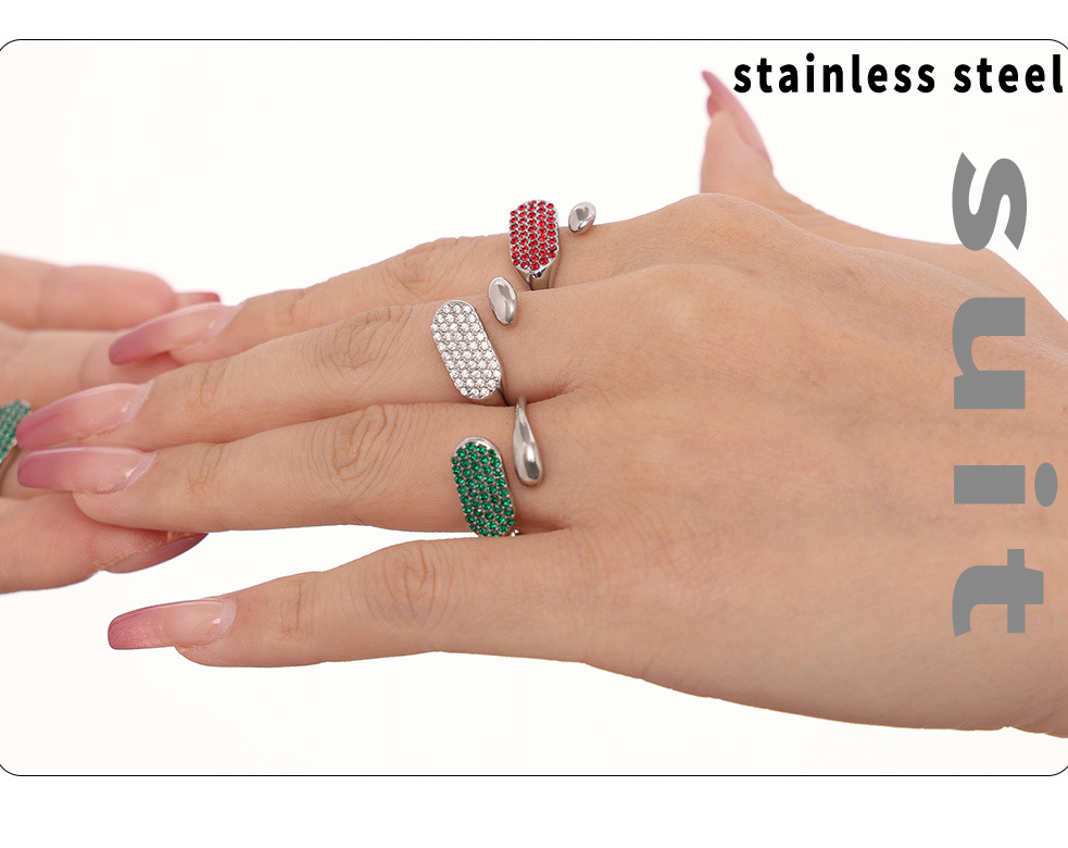 Adjustable Square Zircon Ring For Women Minimalist Titanium Steel_voghion.com