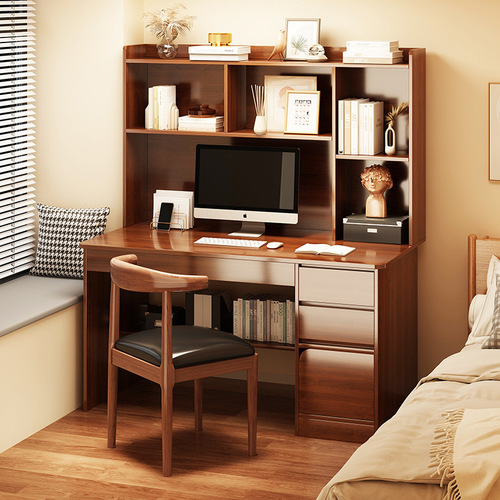Desk and bookcase integrated desktop computer table student home study table and chair combination simple bedroom office workbench