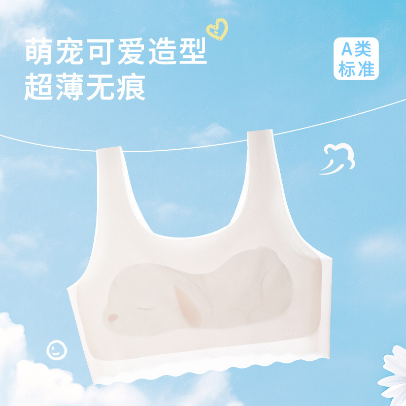 Girls' Intimates Development Stage One Primary School Girl Bra 12 Years Old Summer Seamless Ice Silk Thin Vest