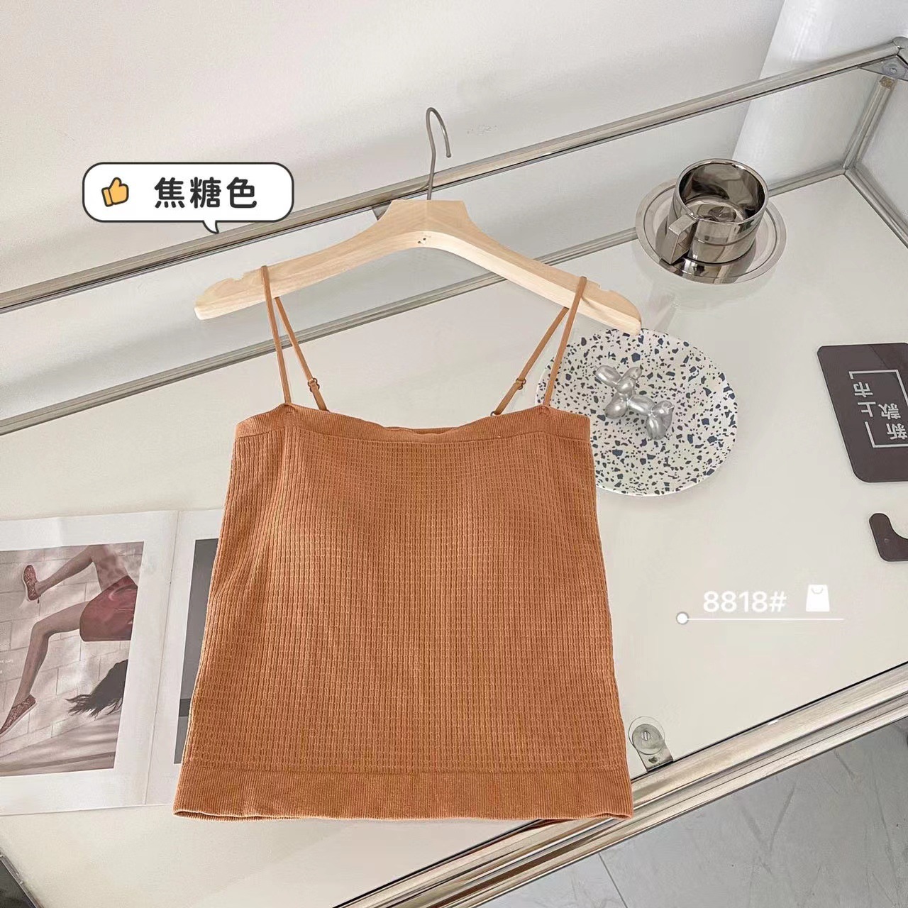 Nuevo Chaleco de waffle puro algodón sin costuras de una sola pieza taza fija abrigo de pecho todo partido ropa exterior chaleco casual