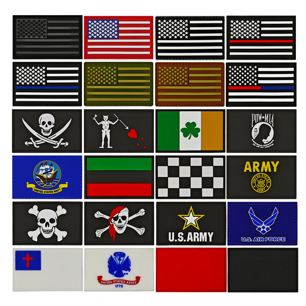 PVC橡胶美国国旗魔术贴章用于战术包帽子服装配饰徽章 现货