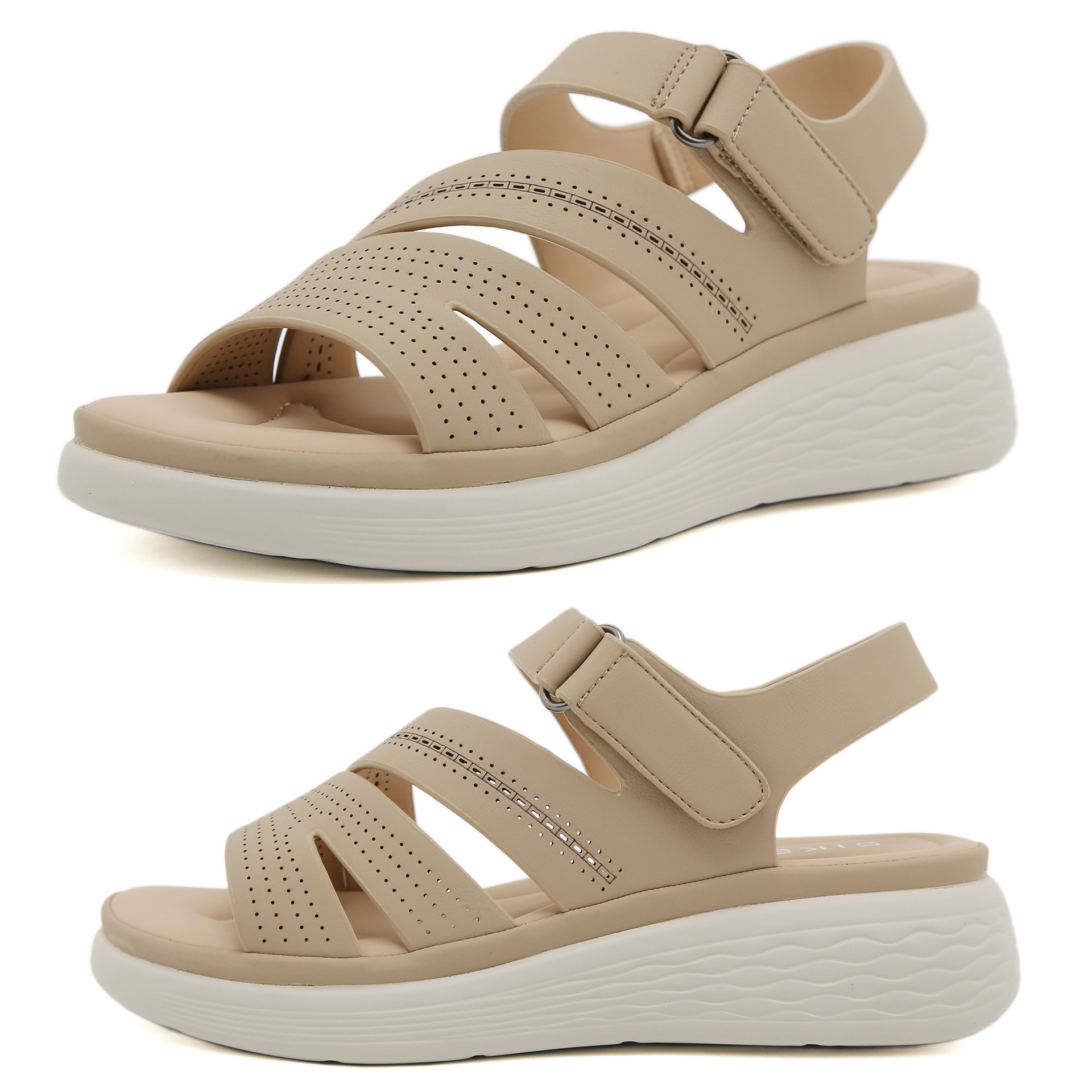 2025 nuevo punto de fondo grueso ligero antideslizante cómodo deportivo casual moda velcro sandalias para mujeres