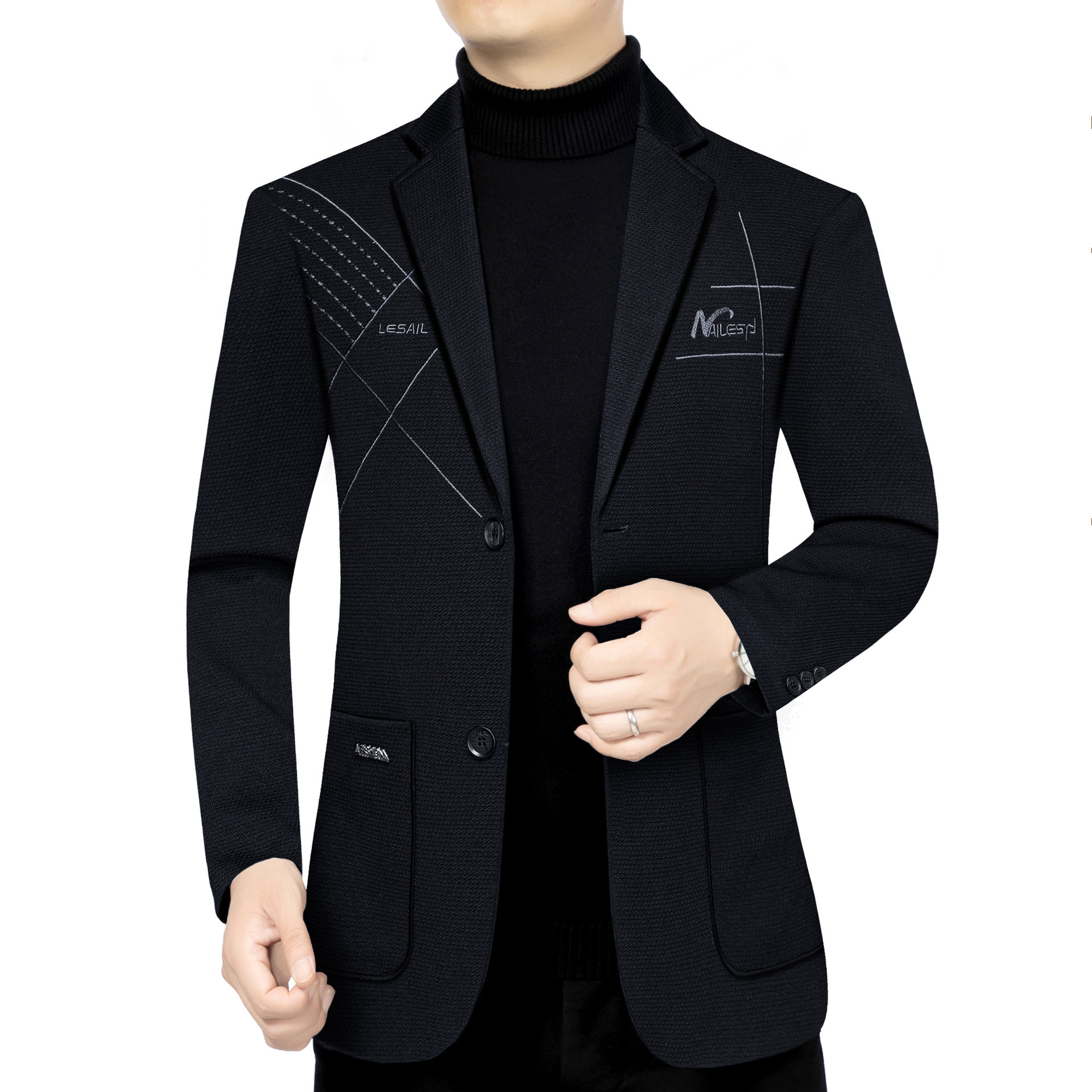 2024 spring new middle-aged men's casual business suit fashion dad suit single-piece clothes fashion