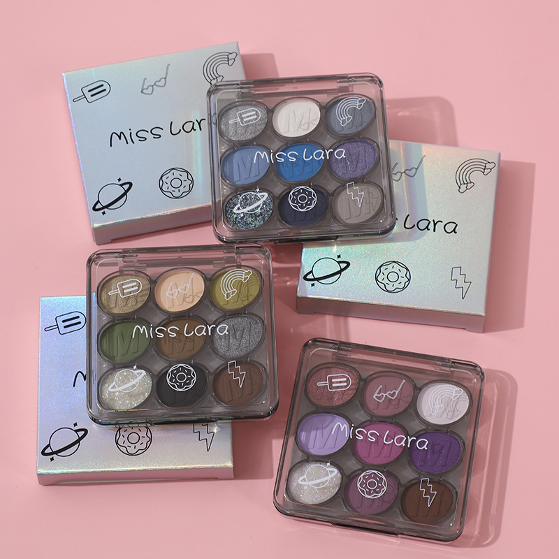 Makeup MissLara nine-color eyeshadow plate matte pearlescent eyeshadow long-lasting color rendering non-flying powder smoky makeup European and American style