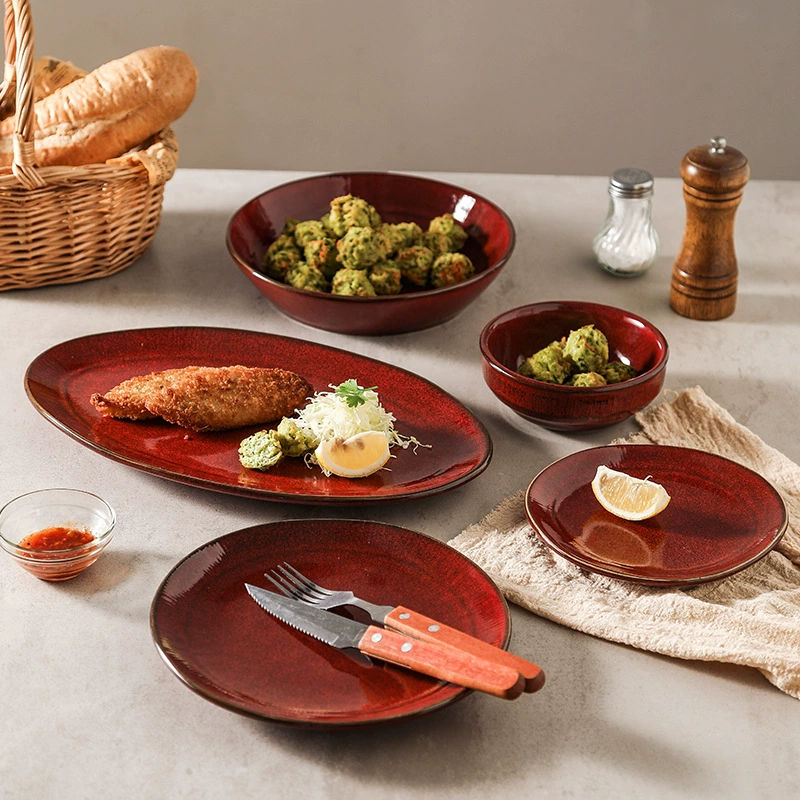 Japanese ceramic tableware for home use, dinner plate, high-quality style