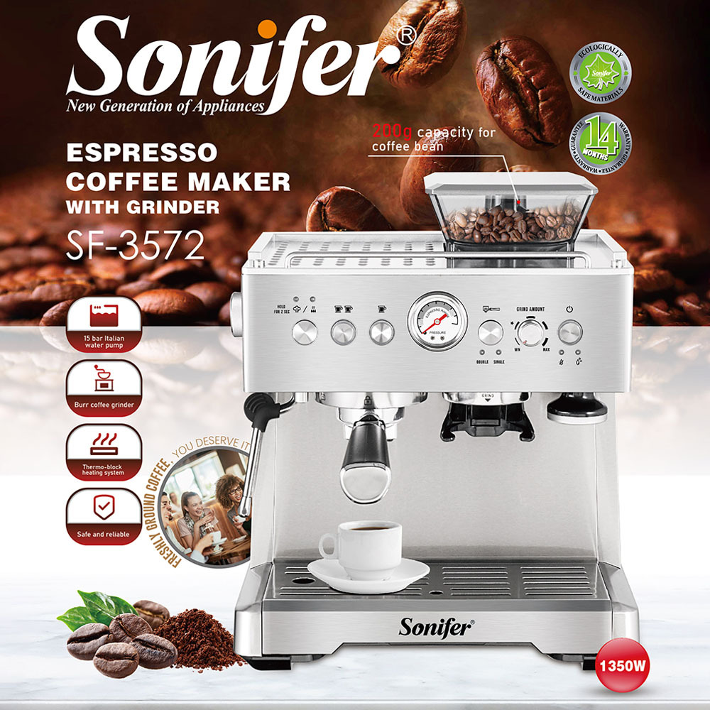 Sonifer transfronterizo hogar molienda integrada cafetera italiana cafetera SF-3572