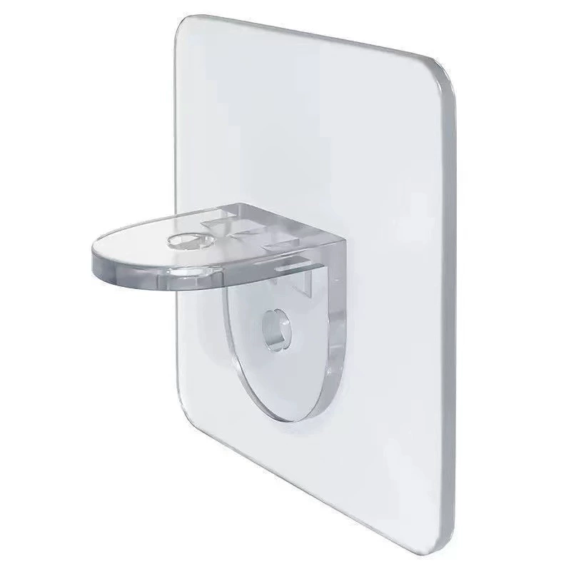 Nail‑free shelf support bracket, transparent plastic triangle plate, sizes 6–7 cm, adhesive fixings