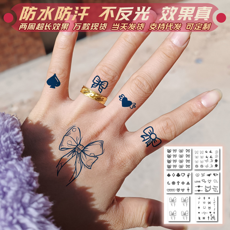Herbal Juice Semi-permanent Finger Tattoo Sticker INS Small Fresh Style Semi-permanent Small Figure Tattoo Sticker Finger Sticker