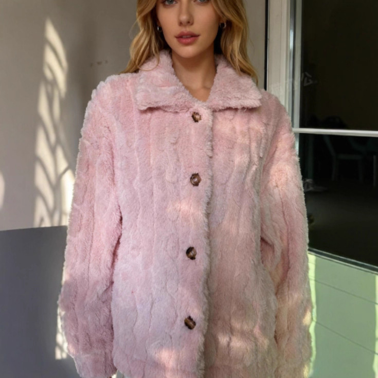 European and American Cross-Border Hot-Selling Popular Double-Sided Velvet Twist Women's Jacket Comfortable Plush Warm Women's Jacket Top