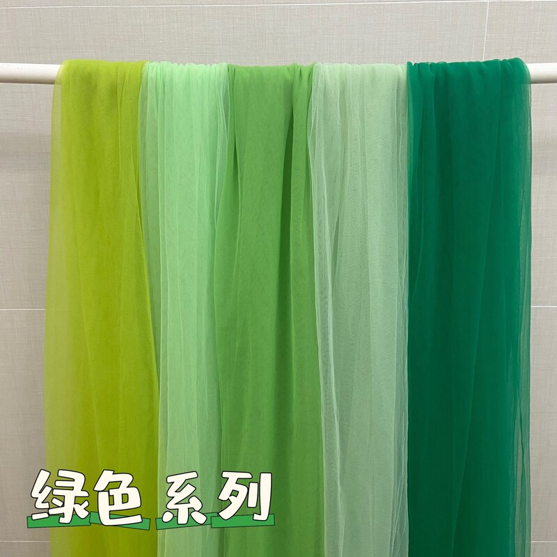 Green Chinese Style Soft Gauze Theme Background Arrangement Gauze Curtain Kindergarten Environmental Creation Handmade Mesh Fabric Wedding