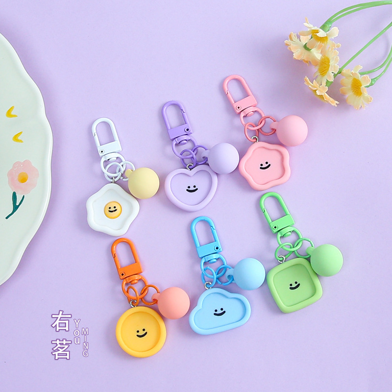Colorful Cute Resin Smiley Face Geometric Cloud Pendant Irregular DIY Keychain Accessories Bag Charms Wholesale